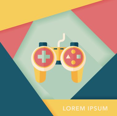 oyun kumandası ile uzun gölge düz simgesi