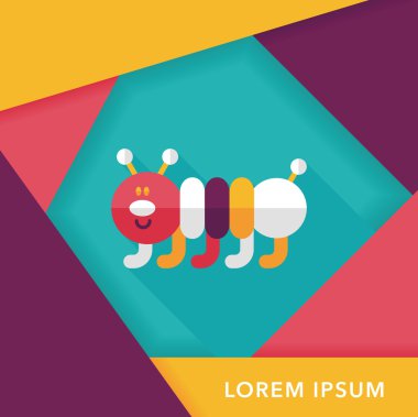 Caterpillar düz simgesi ile uzun gölge, eps10