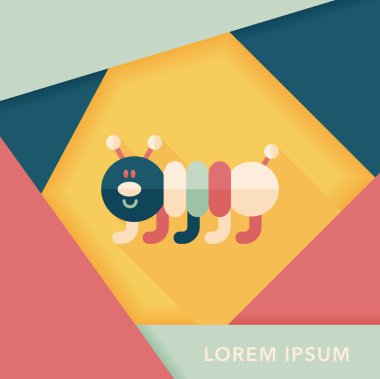 Caterpillar düz simgesi ile uzun gölge, eps10