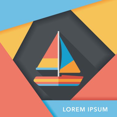 Uzun Gölge, eps10 ile ulaşım yelkenli düz simgesi