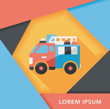 Uzun Gölge, eps10 ile ulaşım yangın kamyon düz simgesi