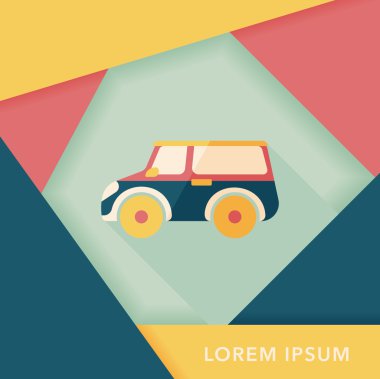 Uzun gölge ile ulaşım Spor Utility araç düz simgesi