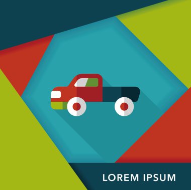 Kamyon uzun gölge, eps10 düz simgesiyle taşıma ulaşım