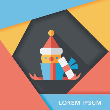 Noel hediye düz simgesi ile uzun gölge, eps10