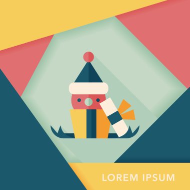 Noel hediye düz simgesi ile uzun gölge, eps10