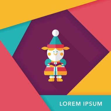 Noel kızı düz simgesi ile uzun gölge, eps10