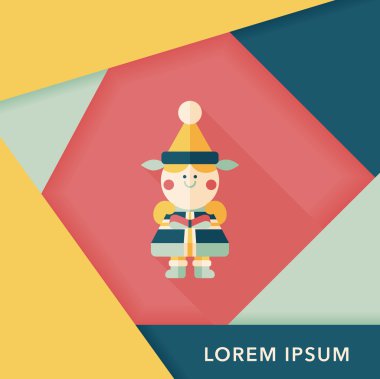 Noel kızı düz simgesi ile uzun gölge, eps10