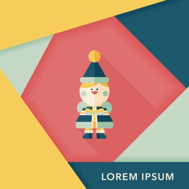 Uzun gölgeli Noel çocuğu düz ikonu, eps10