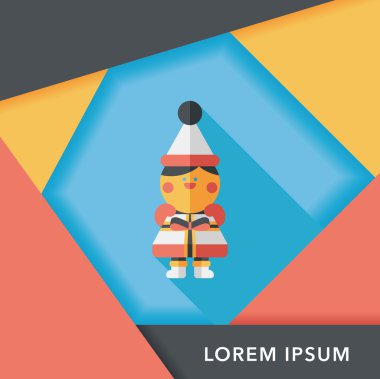 Uzun gölgeli Noel çocuğu düz ikonu, eps10