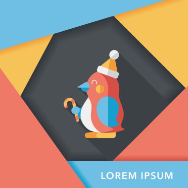 penguen düz simgesi ile uzun gölge, eps10