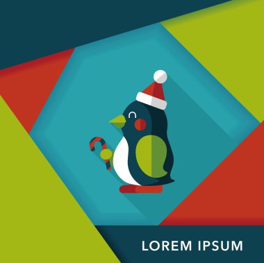 penguen düz simgesi ile uzun gölge, eps10