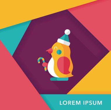 penguen düz simgesi ile uzun gölge, eps10