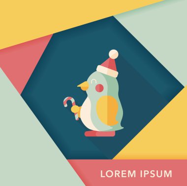 penguen düz simgesi ile uzun gölge, eps10