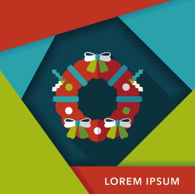 Uzun Gölge, eps10 ile Noel holly çelenk düz simgesi