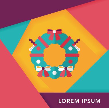 Uzun Gölge, eps10 ile Noel holly çelenk düz simgesi