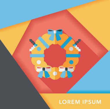 Uzun Gölge, eps10 ile Noel holly çelenk düz simgesi