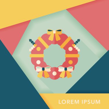 Uzun Gölge, eps10 ile Noel holly çelenk düz simgesi