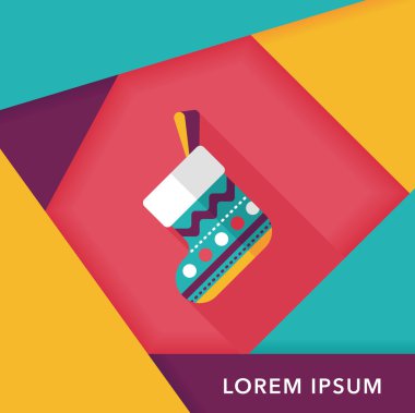 calcetín de Navidad icono plana con sombra, eps10