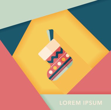 calcetín de Navidad icono plana con sombra, eps10