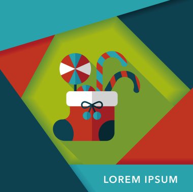 calcetín de Navidad icono plana con sombra, eps10