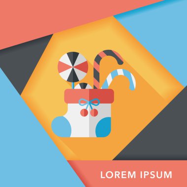 calcetín de Navidad icono plana con sombra, eps10