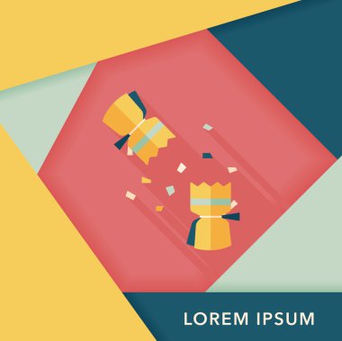 Noel fişeği düz simgesi ile uzun gölge, eps10