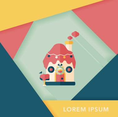 gingerbread house düz simgesi ile uzun gölge, eps10