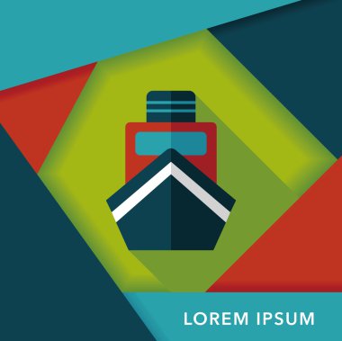 tekne ile uzun gölge düz simgesi