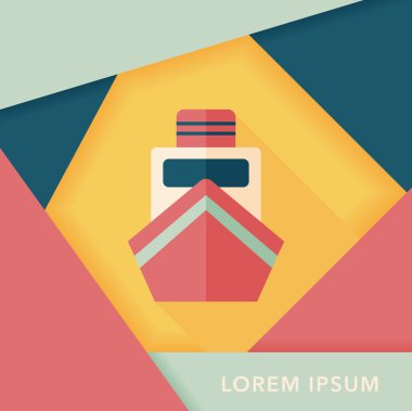 tekne ile uzun gölge düz simgesi