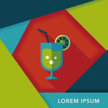 Uzun gölgeli kokteyl düz simgesi