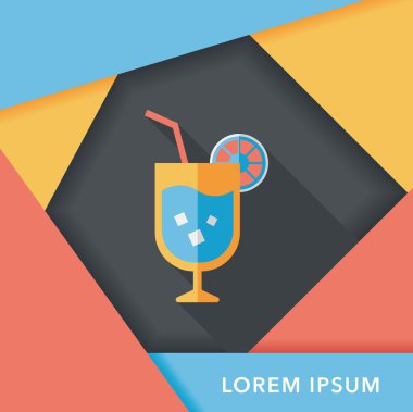 Uzun gölgeli kokteyl düz simgesi