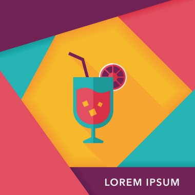 Uzun gölgeli kokteyl düz simgesi