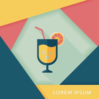 Uzun gölgeli kokteyl düz simgesi