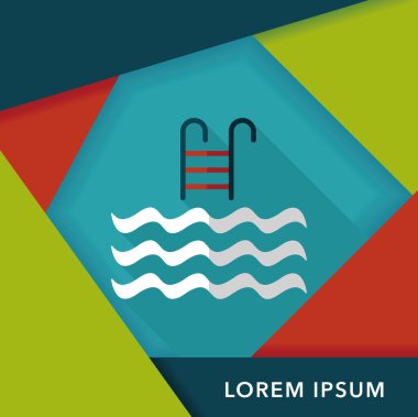 uzun gölge havuzu düz simgesi