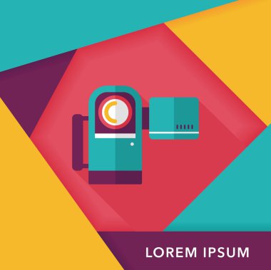 uzun gölge ile video kamera düz simgesi