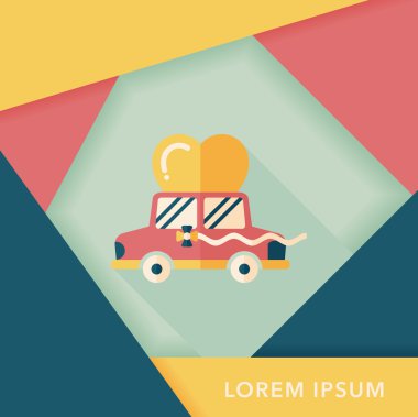 Düğün araba düz simgesi ile uzun gölge, eps10