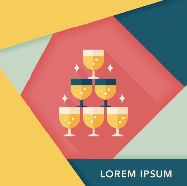 düğün şampanyası uzun gölgeli düz ikon, eps10