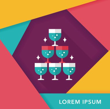düğün şampanyası uzun gölgeli düz ikon, eps10