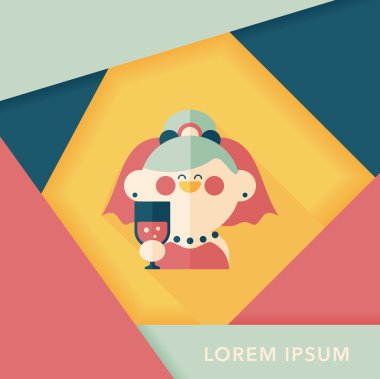 Gelinin düz ikonu, uzun gölgeli, eps10