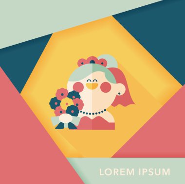 Gelinin düz ikonu, uzun gölgeli, eps10