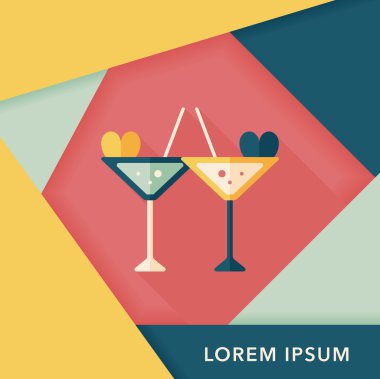 düğün şampanyası uzun gölgeli düz ikon, eps10