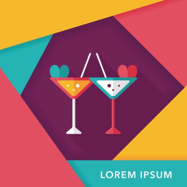 düğün şampanyası uzun gölgeli düz ikon, eps10