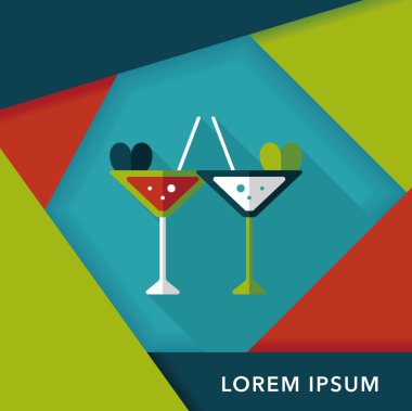 düğün şampanyası uzun gölgeli düz ikon, eps10