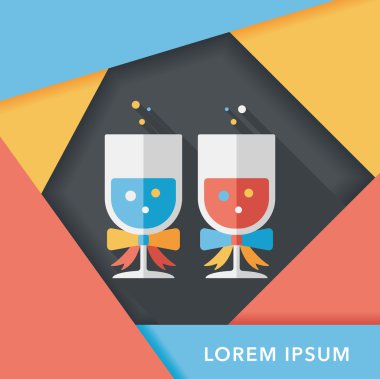 düğün şampanyası uzun gölgeli düz ikon, eps10