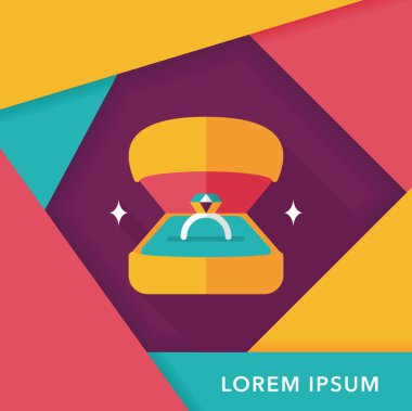 Elmas yüzük düz simgesi ile uzun gölge, eps10 teklif