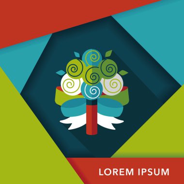 çiçek buketi düz simgesi ile uzun gölge, eps10 düğün