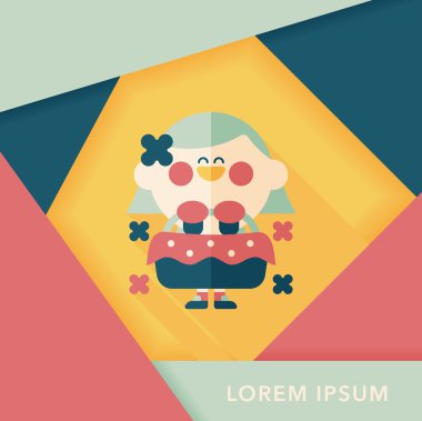 düğün çiçeği kız düz ikon, uzun gölge, eps10