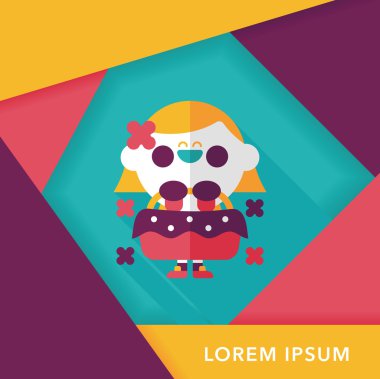 düğün çiçeği kız düz ikon, uzun gölge, eps10