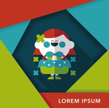 düğün çiçeği kız düz ikon, uzun gölge, eps10