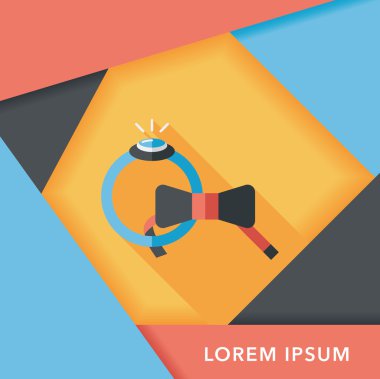 düz uzun gölge, eps10 simgesiyle damat kravat ve yüzük